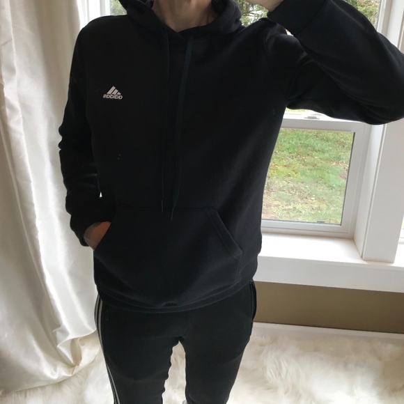 adidas Tops - Adidas Hooded Black Sweatshirt-Size Small